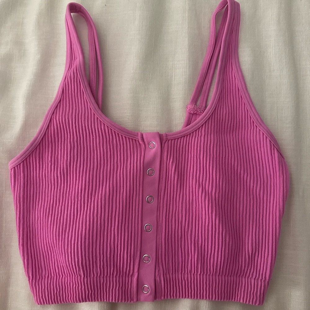 Aerie Pink Button Up Top